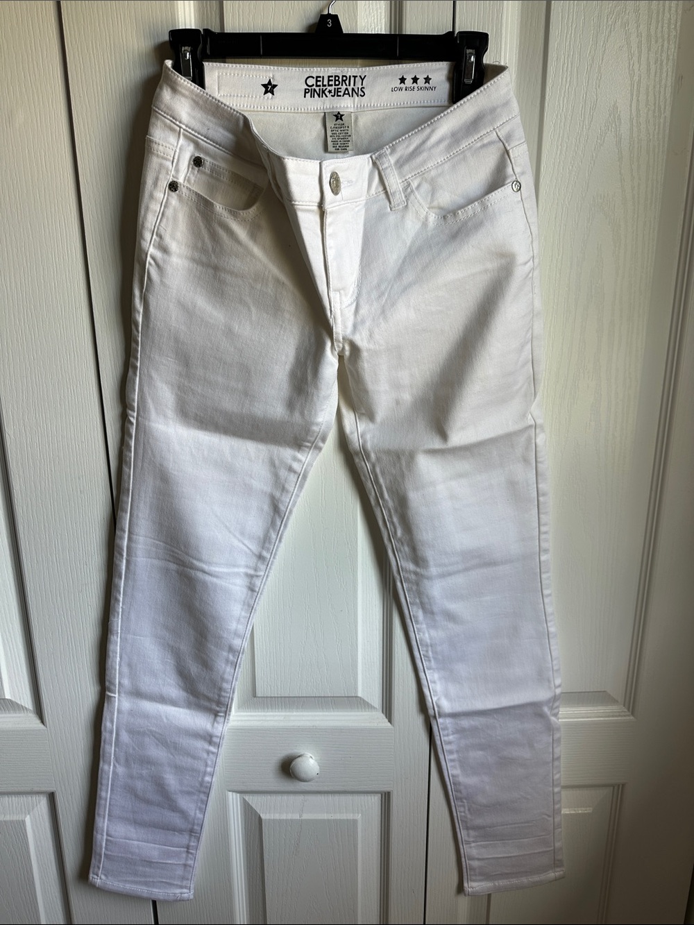 Celebrity Pink Slim Low Rise Skinny White Stretch Jeans